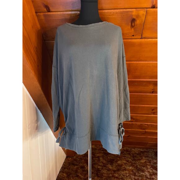World Market Sage Green Tie Side One size Oversized 100% Cotton Crewneck - Picture 1 of 9